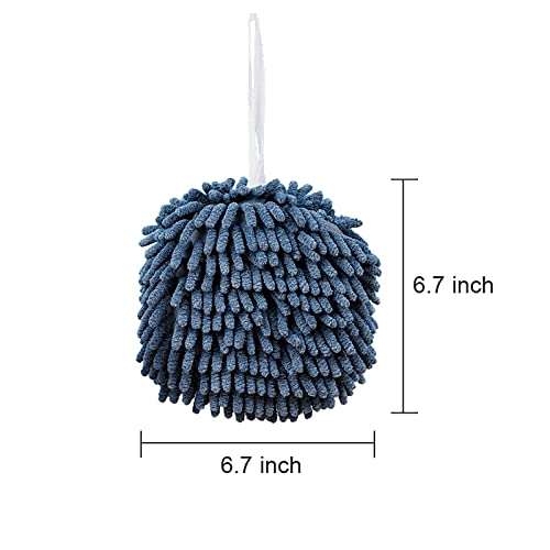 4 Pack Chenille Hand Towels Bathroom Quick Dry Hand Bath Towel with Hanging Loops Microfiber Absorbent Hand Drying Puff for Kitchen Bathroom - color: Blue