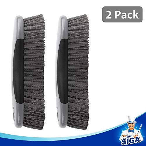 MR.SIGA Multi Purpose Heavy Duty Scrub Brush - Pack of 2 | Strong bristles with effective scrubbing power, ideal for kitchen, bathroom, shower and everyday household cleaning. - color: Gray & Black