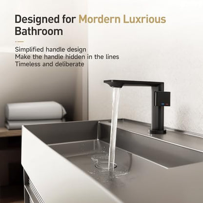 Modern Single Hole Bathroom Faucet, Luxury Matte Black Bathroom Sink Faucet | Solid Brass Body & Premium Ceramic Valve, Centerset 4 Inch, Spot-Free Finish & Anti-Splash Design - color: Matte Black（Set of 1)