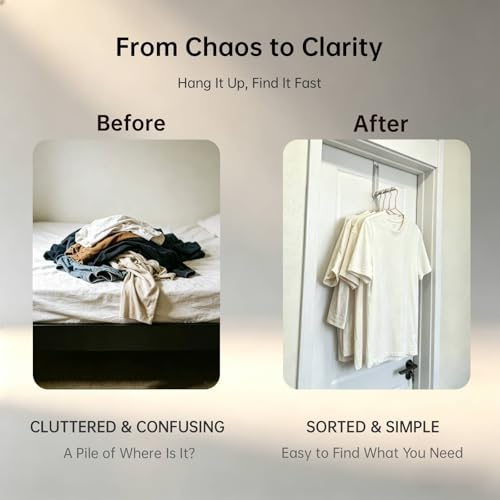 Over The Door Drying Rack, 2-Pack Foldable Door Hooks for Hanging Clothes | Towels | Robes | Coats | Bags, Door Hanger for Laundry | Bathroom | Closet - White