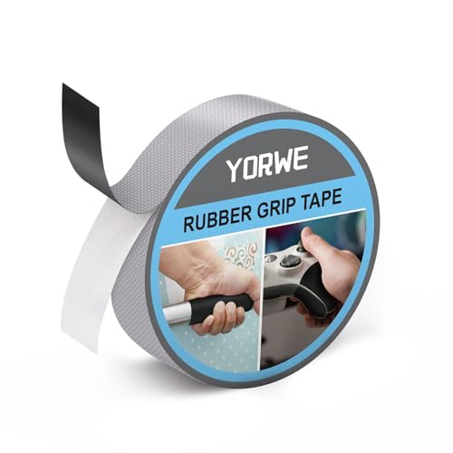 Yorwe Rubber Grip Tape, Ultra-Thin Strong Adhesive Anti-Slip Waterproof Heat Resistant Wear-Resistant Cushion Pad, Making Handles or Contact Surfaces Safer, with Grip and Comfort (Gray, 1In x 10Ft) - color: Gray, size: 1In x 10Ft