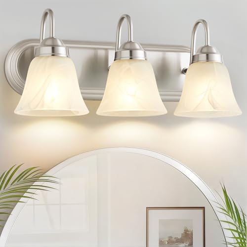 3 Light Bathroom Vanity Lights, Bathroom Light Fixtures Over Mirror, Modern Lighting Fixtures Brushed Nickel Wall Lamp Vanity Lights Apply for Mirror Living Room Cabinet Bedroom, Bulb Not Included - color: Brushed Nickel