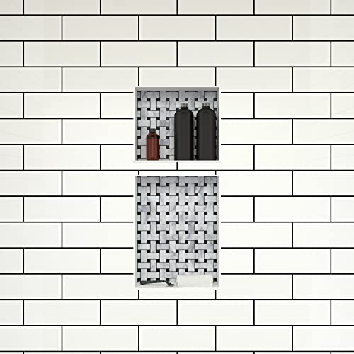 Tile Redi USA RND1614S-20 Niche Double Recessed Shower Shelf, Two Shelves, 34" H X 16" W, Black - size: 34" H X 16" W, style: 2 Shelves