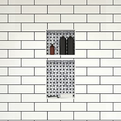 Tile Redi USA RND1614S-20 Niche Double Recessed Shower Shelf, Two Shelves, 34" H X 16" W, Black - size: 34" H X 16" W, style: 2 Shelves