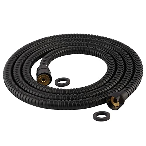 Hibbent All Metal Shower Hose, 90 Inch Stainless Steel Extra Long Shower Hose Replacement, Anti-Twist Flexible Bathroom Handheld Shower Head Hose Extension with Brass Insert & Nut, Matte Black - color: Matte Black, size: 90 Inch