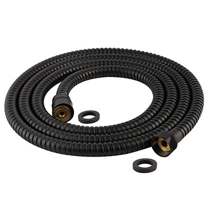 Hibbent All Metal Shower Hose, 90 Inch Stainless Steel Extra Long Shower Hose Replacement, Anti-Twist Flexible Bathroom Handheld Shower Head Hose Extension with Brass Insert & Nut, Matte Black - color: Matte Black, size: 90 Inch