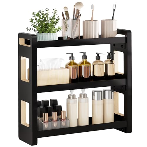 Bathroom Counter Organizer, Bathroom Sink Organizer, Vanity Shelf | Bathroom Organizers and Storage, Bathroom Countertop Organizer, Counter Shelf, Cologne Stand, Perfume Stand, Bathroom Decor - color: Black 3 Tier