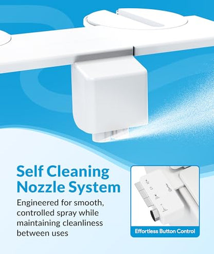 CLEAR REAR Bidet Attachment for Toilet Seat - Non-Electric with Self Cleaning Dual Nozzles, Leak Proof Connectors, Adjustable Water Spray, Rear & Feminine Wash - Hygienic Bathroom Upgrades - color: B. White