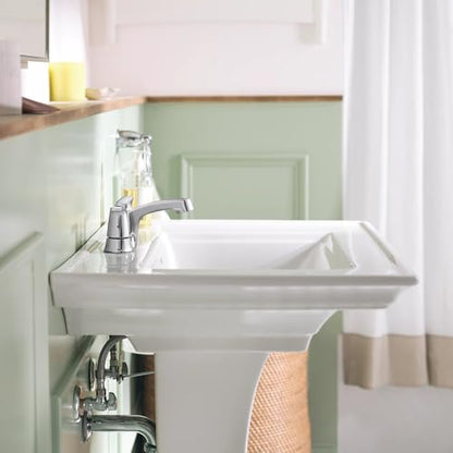 Moen Chateau Chrome Two-Handle Centerset Bathroom Faucet with Metal Drain Assembly, 499525