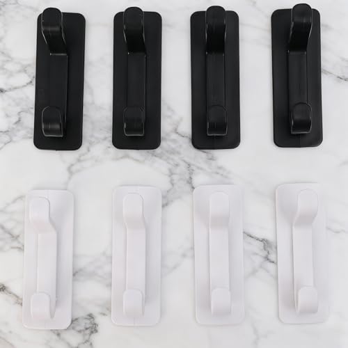5PCS Self-Adhesive ABS Wall Hooks Bathroom Towel Clothes Hanging Hooks, No-Drill Easy Installation Water-Proof, 8.5 * 3 * 3.4cm, Black - color: Black