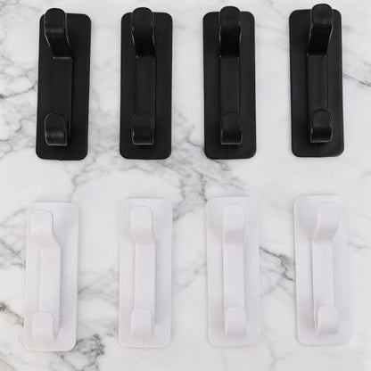 5PCS Self-Adhesive ABS Wall Hooks Bathroom Towel Clothes Hanging Hooks, No-Drill Easy Installation Water-Proof, 8.5 * 3 * 3.4cm, Black - color: Black