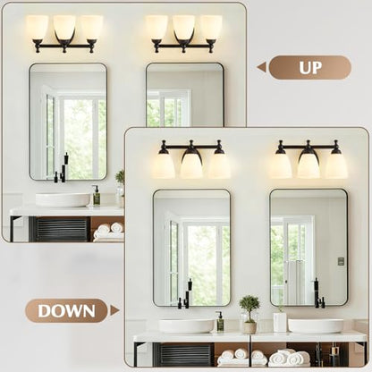 EJIAXIN Vanity Lights for Bathroom, 3-Light Modern Vanity Light Over Mirror Black Bathroom Light Fixture Bedroom Wall Sconces Lighting for Living Room Cabinet - color: Flat Black