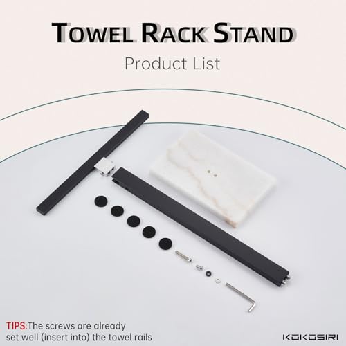 KOKOSIRI Hand Towel Holder Black Stand Towel Rack with Marble Base for Bathroom Kitchen Vanity Countertop, Stainless Steel 15.7'' Height THS0002-SM-BK - color: Matte Black, size: 1-Bar