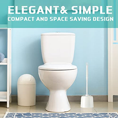 Roshtia 6 Sets Toilet Brush and Holder Set for Bathroom Cleaning Toilet Bowl Brush Scrubber with Caddy for Cleaning, 14.57 Height(White) - color: White