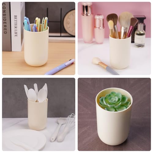 NiHome Toothbrush Holders for Bathrooms 3 Pcs, Plastic Reusable Bathroom Tumbler Toothbrush Cups, 13.5oz Unbreakable Mouthwash Cups Easy to Clean (Cream) - color: Cream