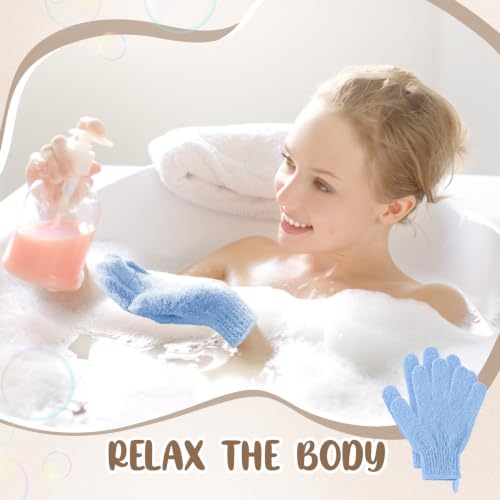 Didaey 104 Pcs Exfoliating Glove Bulk Shower Gloves with Hanging Loop Exfoliating Body Scrubber Dead Skin Remover for Body Bath Beauty Spa Massage Scrubs Men Women Bathing (Light Blue) - color: Light Blue