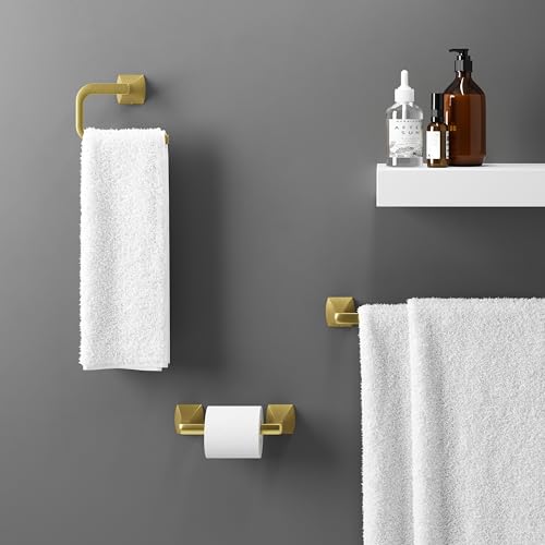 Pfister Bruxie Toilet Paper Holder, Bathroom Tissue Roll Holder, Wall-Mounted, Screw-in, Brushed Gold Finish, BPHBIE0BG - color: Brushed Gold
