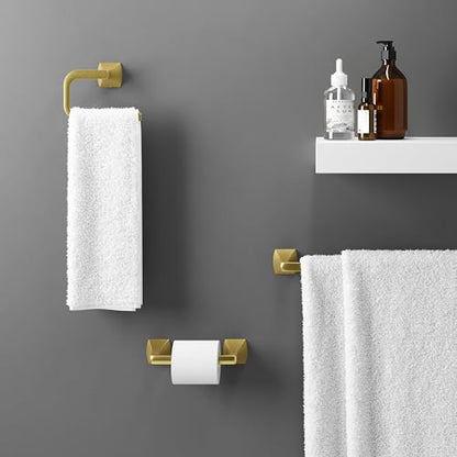 Pfister Bruxie Toilet Paper Holder, Bathroom Tissue Roll Holder, Wall-Mounted, Screw-in, Brushed Gold Finish, BPHBIE0BG - color: Brushed Gold
