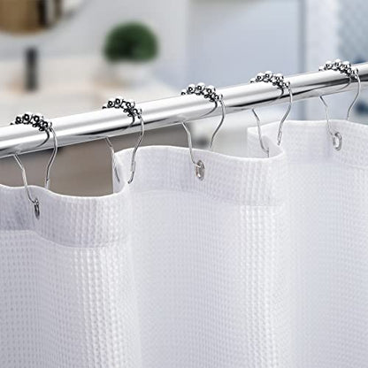 Titanker Shower Curtain Hooks Rings, Rust-Resistant Metal Shower Curtain Hooks for Bathroom Shower Rods Shower Hooks Shower Rings for Curtain - Set of 12, Chrome - color: Chrome