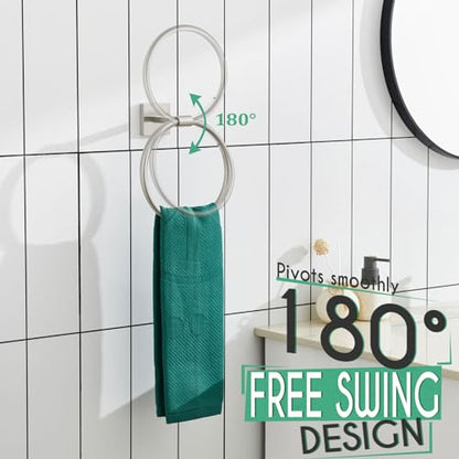 KOKOSIRI Bath Towel Holder Brushed Nickel Hand Towel Ring Bathroom Accessories Shower Towel Rack Stainless Steel Wall Mount, B3010BR - color: Brushed Nickel