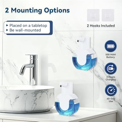 Automatic Soap Dispenser Touchless,Rechargeable Foaming Soap Dispenser,15oz/420ml Smart Hand Soap Dispensers,4-Level Adjustable,Wall Mount for Bathroom Kitchen Dish Soap,Hands-Free