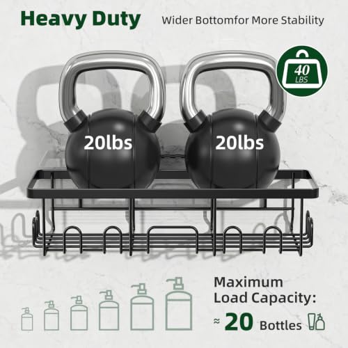 Simple Trending 6-Pack Shower Caddy Adhesive with Large Capacity | No Drilling Shower Shelves, Rustproof Stainless Steel Bathroom Organizers and Storage , Quick Dry, Abrasion Resistant, Black