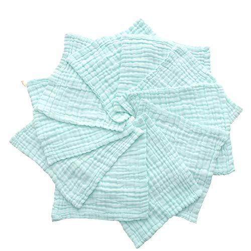 Baby Washcloths - Natural Cotton Baby Wipes - Soft Newborn Face Towel for Sensitive Skin - 10 Pack 12x12 inches - color: Green