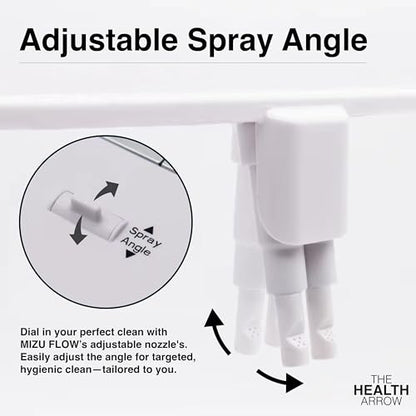 MIZU FLOW - Non-Electric Bidet Attachment for Toilet Seat, Adjustable Water Pressure & Spray Angle, Fresh Water, Hygienic, Self Cleaning, Dual Nozzles (Front & Rear Wash), DIY Easy Install (White)