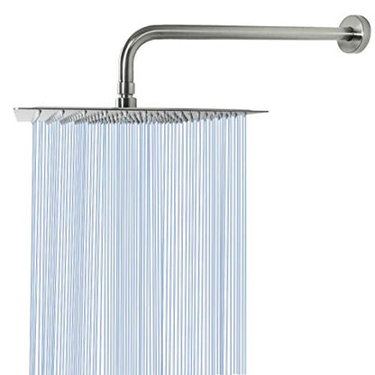 NearMoon Square Rain Shower Head With Extension Arm, Large Stainless Steel Rainfall Shower-Waterfall Full Body Coverage (12 Inch, Nickel) - color: Nickel, size: 12 Inch