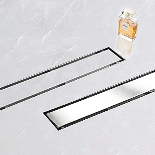 28"Linear Shower Drain Brushed Silver Drain with Tile Insert Grate | AISI 304 Stainless Steel Fast Drainage Rectangle Hidden Shower Trench,Detachable Hair Catcher Easy to install,Leveling Feet - color: Stainless Steel, size: 28 Inch (No Base)