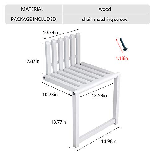 Folding Chair Wall-Mounted Invisible Shoe-Changing Stool Made of Solid Wood Wall Seat Folding with Support Legs Saving Space Suitable for Various Occasions White - color: White