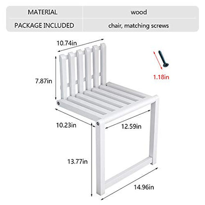 Folding Chair Wall-Mounted Invisible Shoe-Changing Stool Made of Solid Wood Wall Seat Folding with Support Legs Saving Space Suitable for Various Occasions White - color: White
