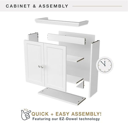 MCS 23x26 White Medicine Cabinet Organizer, Wall Mounted Bathroom Cabinet for Over-The-Toilet Storage, Bathroom Furniture & Restroom Organizer - size: 23x26 2-Door