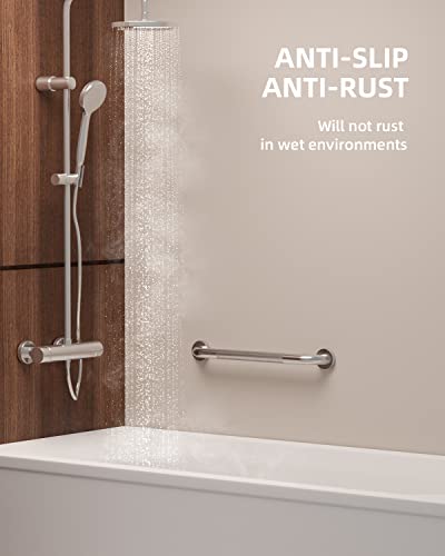 20 Inch Anti Slip Shower Grab Bar, MunzongBrushed Nickel Grab Rails | Stainless Steel Bathroom Grab Bar Brushed Nickel Knurled Bathroom Balance Bar Safety Hand Rail Support Handicap Elderly - color: Satin Brushed Nickel, size: 20 Inch-2 Pack