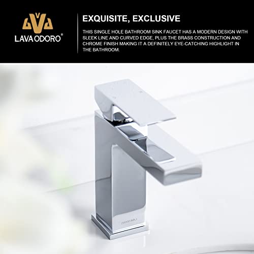 Chrome Single Hole Bathroom Faucet, BF307-C | Modern Single Handle Bathroom Sink Faucet Vanity Faucet with Drain Assembly, Deck Plate Included - color: Chrome