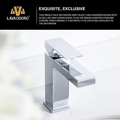 Chrome Single Hole Bathroom Faucet, BF307-C | Modern Single Handle Bathroom Sink Faucet Vanity Faucet with Drain Assembly, Deck Plate Included - color: Chrome