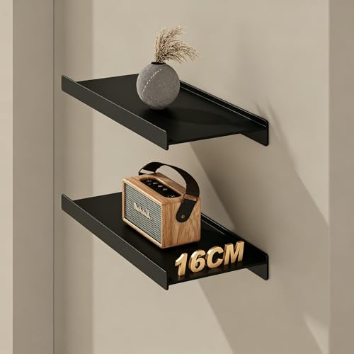 Widen Floating Shelves for Wall, Wall Mounted Shelves with Lip for Storage, Metal Display Shelves, Kitchen/Living Room/Bedroom/Bathroom Shelf, Black 12 inch 2 Pack - color: Black, size: 12 inch 2P Wide