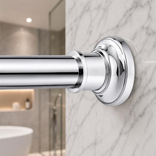 Outdoor Tension Rods No Drilling Patio Shower Curtain Rod 30-130 Inch | Extra Long Tension Curtain Rod,10FT,Heavy Duty,1.1 Inch Thick Diameter,Spring Adjustable,No Rust,Bathroom,Windows,Silver - color: Silver, size: 30-130 inches
