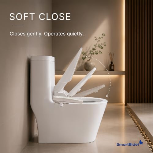 SmartBidet® SB-2000 Smart Bidet Electric Bidet Toilet Seat with Heated Seat, Warm Water, Air Dryer – Side Control Panel, Round - size: Round