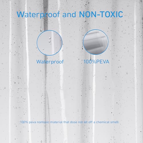 EHZNZIE Clear Black Shower Curtain Liner 72x72, PEVA Waterproof Bath Curtain, No Chemical Smell, 3 Weighted Magnets, Durable with Rustproof Metal Grommets - color: Clear Black, size: 72"W x 72"L (Pack of 1)