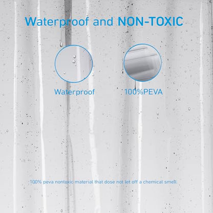 EHZNZIE Clear Black Shower Curtain Liner 72x72, PEVA Waterproof Bath Curtain, No Chemical Smell, 3 Weighted Magnets, Durable with Rustproof Metal Grommets - color: Clear Black, size: 72"W x 72"L (Pack of 1)