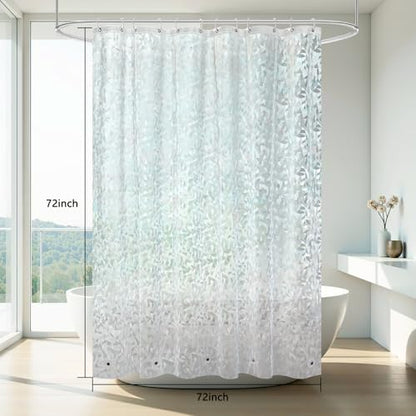 AooHome 72x72 Shower Curtain Liner - EVA 3D Decals Stained Glass Pattern Design Standard Bathroom Shower Curtain with Hooks, 5 Bottom Magnets, Heavy Duty, Water Repellent, Semi Transparent, 72x72 Inch - size: 72"W x 72"L (Pack of 1)