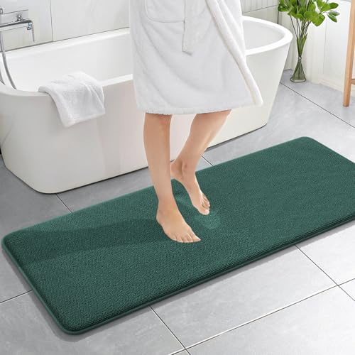 OLANLY Memory Foam Bathroom Runner Rugs 59x20, Long Mats, Blackish Green | Soft Quick Dry Bath Rugs, Non-Slip, Absorbent Machine Washable Mat for Bathroom Floor, Tub and Shower, Home Decor Accessories - color: Blackish Green, size: 59" X 20"