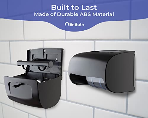 Commercial Toilet Paper Dispenser Wall Mount, Double (2 Roll) Locking Toilet Paper Holder (Black), Compact Two Roll, Side by Side Design Tissue Paper Dispenser (Dispensador de Papel Higienico Doble)