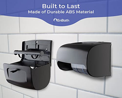 Commercial Toilet Paper Dispenser Wall Mount, Double (2 Roll) Locking Toilet Paper Holder (Black), Compact Two Roll, Side by Side Design Tissue Paper Dispenser (Dispensador de Papel Higienico Doble)