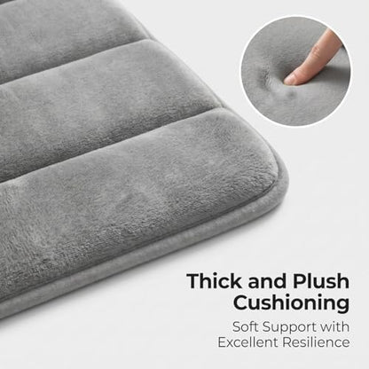 Bathroom Rugs Set 3 Piece, Memory Foam Bath Rugs, Non Slip Washable Bathroom Rug Set, Extra Soft Absorbent Bath Mats with U-Shaped Toilet Rug, Gray - color: Grey