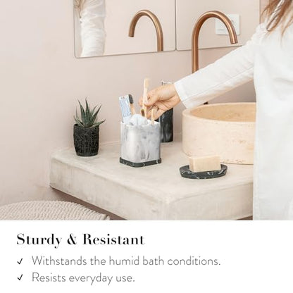 Toothbrush Holder, Countertop Marble Look Electric Toothbrush Toothpaste Makeup Brush Razor Holder Stand Bathroom Organizer with Detachable Tray - color: 2. White Marble