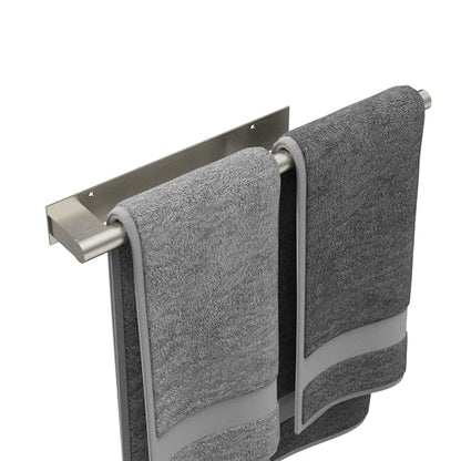 Hand Towel Holder, Adhesive or Drill Wall Mount, Brushed Nickel | 15 Inch Hand Towel Bar, 304 Stainless Steel, Rustproof, Stick on Towel Racks for Bathroom, Kitchen, RV - color: Brushed Nickel