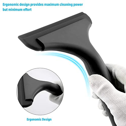 Small Silicone Squeegee Window Shower Squeegee Tool,Auto Water Blade for Car Windshield, Window, Mirror, Glass Door,Bathroom - color: Black+black