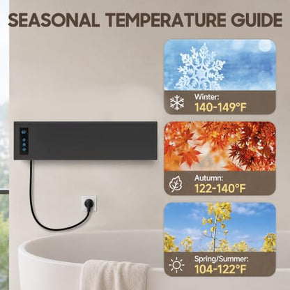 Towel Warmer, Fast Heating with Auto Shut-Off Timer, Wall Mounted Electric Heated Towel Rack with Timer, Plug-in/Hardwired Stainless Steel Towel Heater,Gun Grey